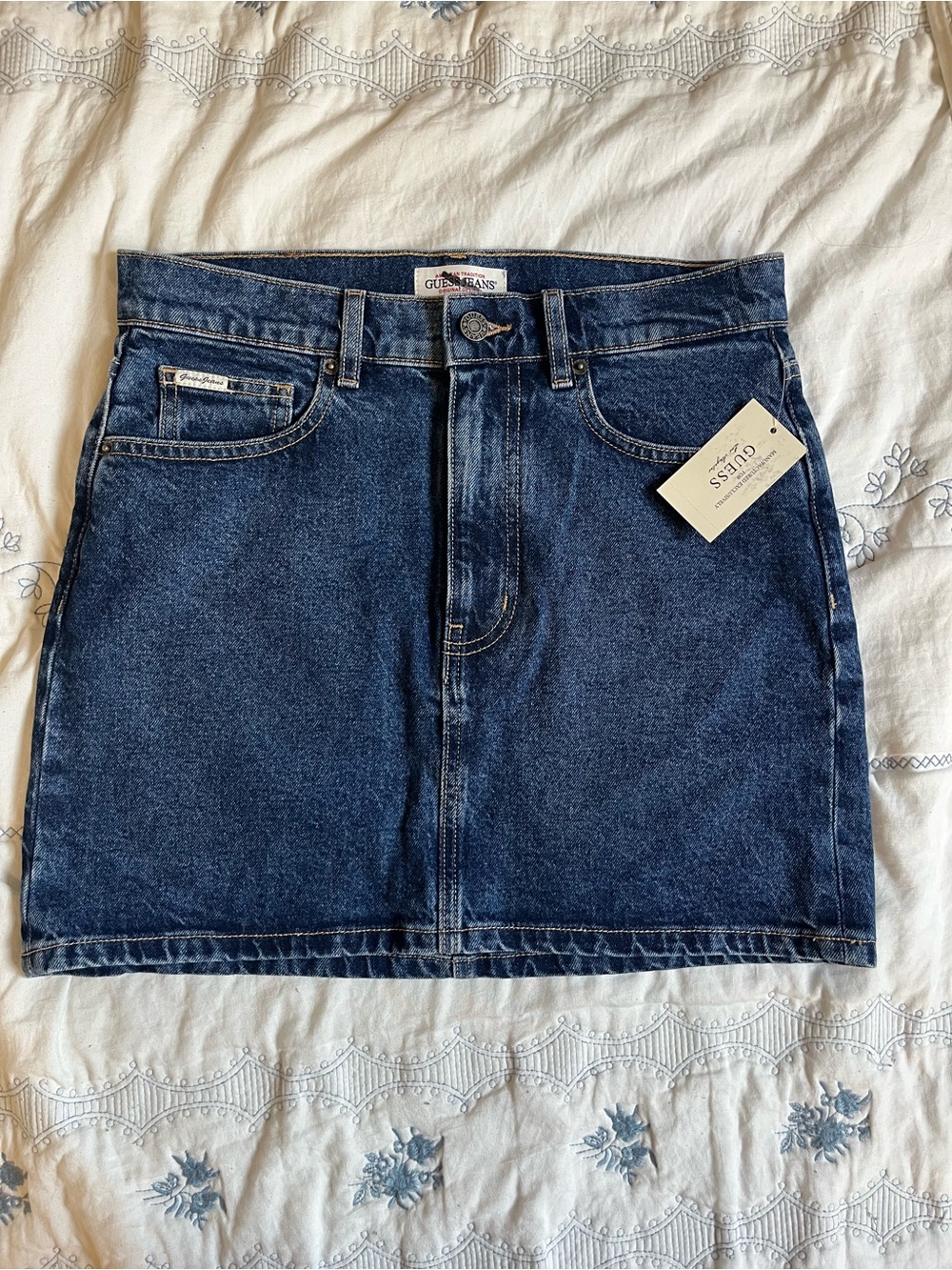 GUESS Navy Blue Denim Mini Skirt